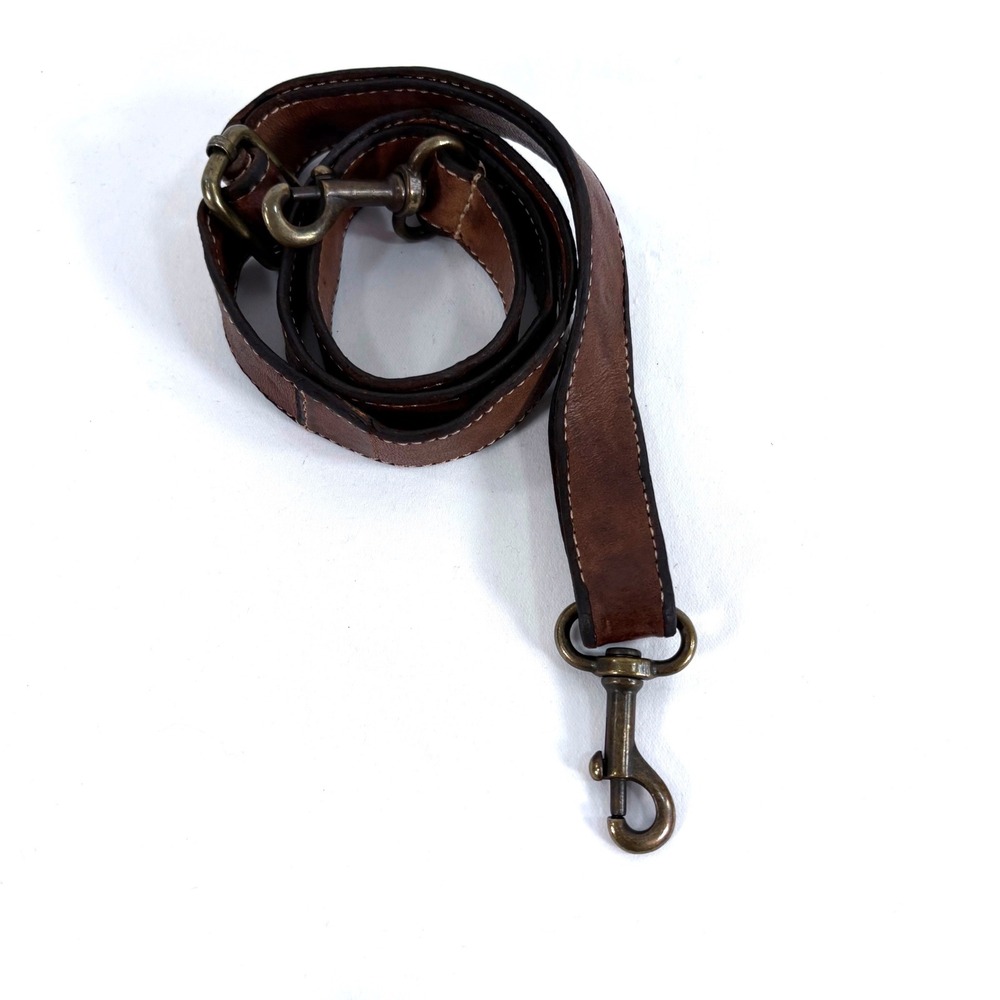 Crossbody Purse Strap Brown Leather Antique Brass Hardware Adjustable 40-50"
